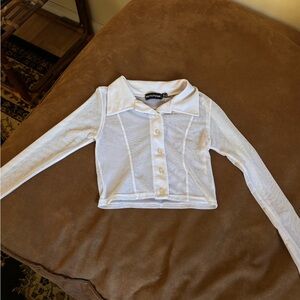 PrettyLittleThing White Sheer Mesh Cropped Top